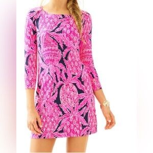 NWT Lilly Pulitzer 3/4 Sleeve Ophelia Shift Dress Back Strap Cutout Coco Safari